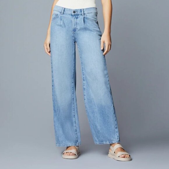 DL1961 Isabel Wide Leg Jeans Womens 28 Blue Lt. Seaglass Light Wash High Rise - Picture 1 of 10
